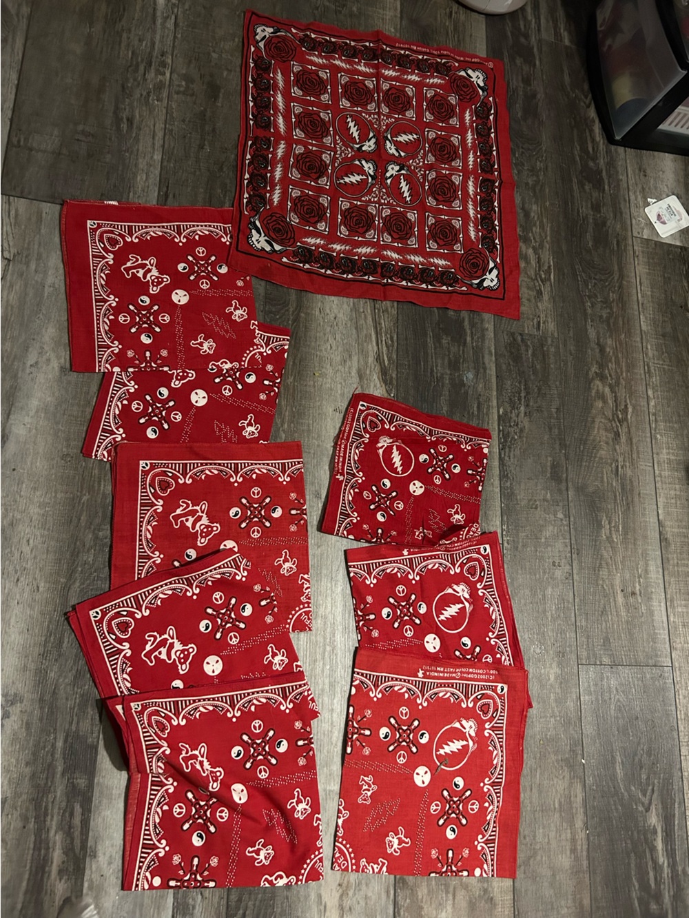 Grateful Dead Lot of Vintage Red Paisley Bandana Set
